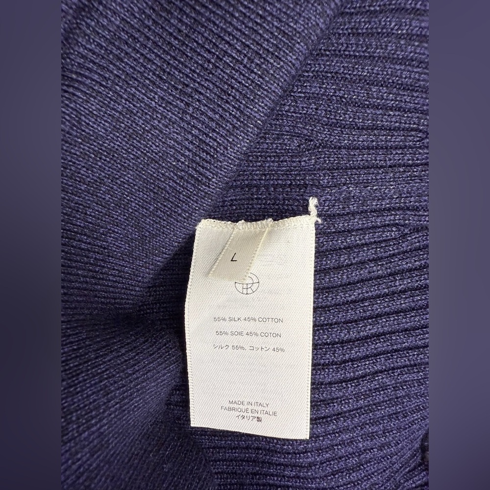 THE ROW Carmine knit long pants w/ ruffle hem Navy Blue | Size large Silk Cotton - Picture 9 of 13